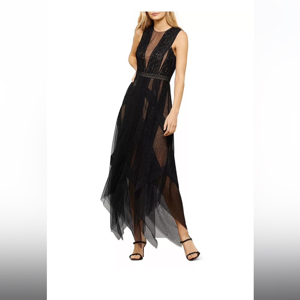 BCBG Max Azria Asymmetrical Black Gown